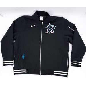 Miami Marlins Jacket Mens XXL Black MLB Baseball Nike Authentic Collection Bombe